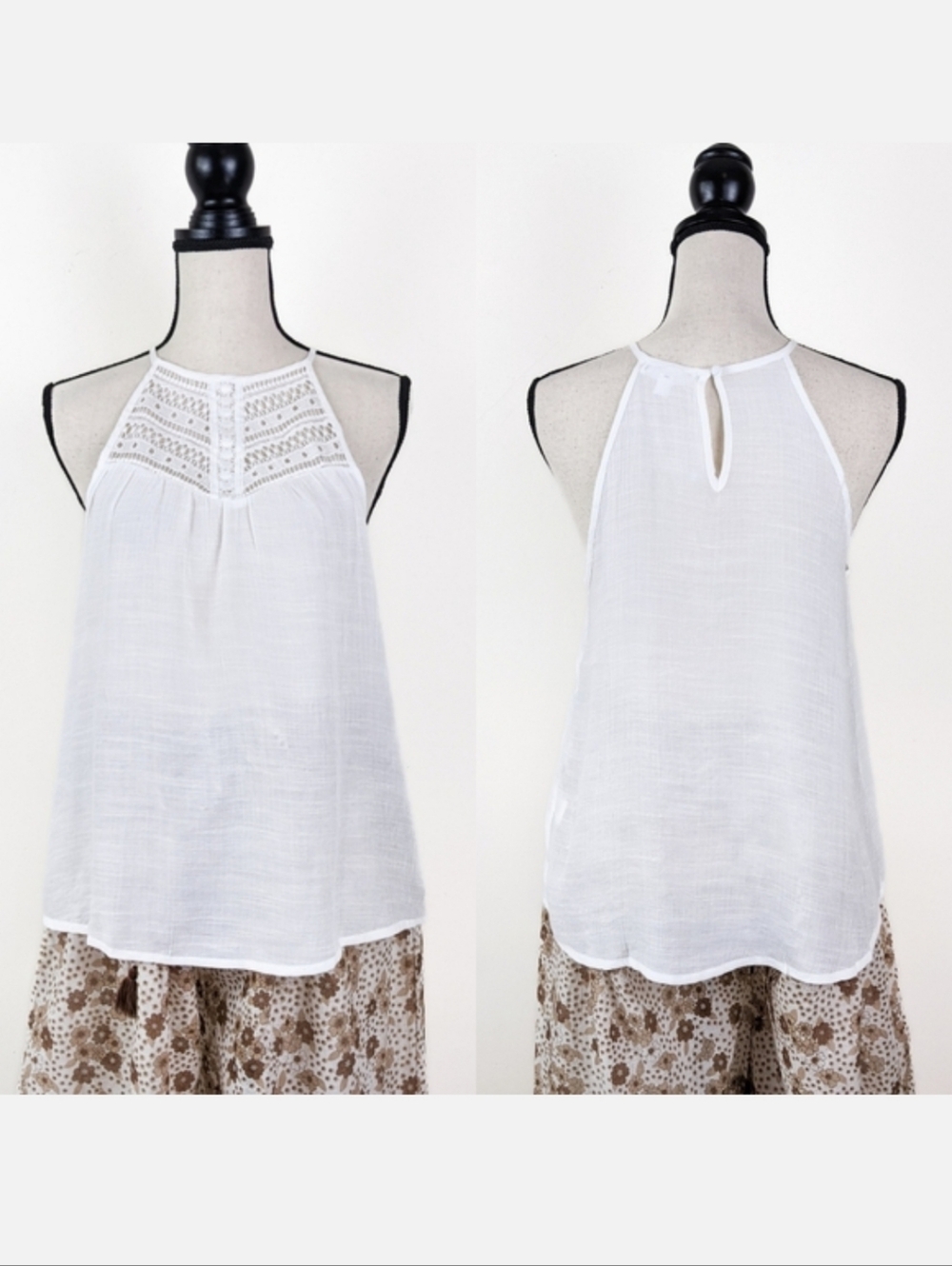 NWT Mine Lace Accent Halter Top, Size Small